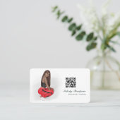 Carte De Visite Code QR d'une instructrice de fitness femme noire (Debout devant)