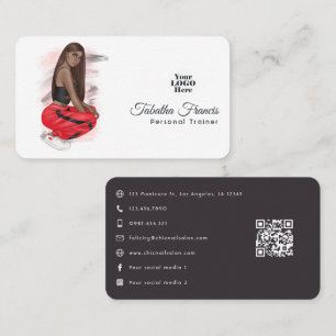 Carte De Visite Code QR d'une instructrice de fitness femme noire