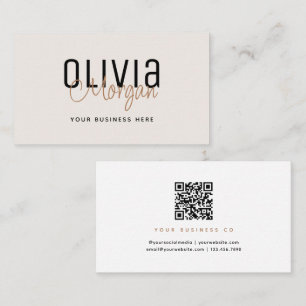 Carte De Visite Code QR Duo de Polices Simples Minimaliste
