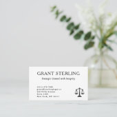 Carte De Visite Code QR Échelles de Justice Noir Blanc Légal (Debout devant)