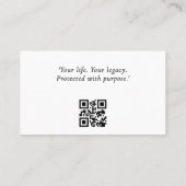 Carte De Visite Code QR Échelles de Justice Noir Blanc Légal (Dos)