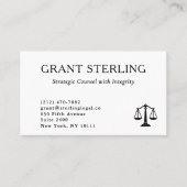 Carte De Visite Code QR Échelles de Justice Noir Blanc Légal (Devant)