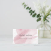 Carte De Visite Code QR éclaboussure de lavis aquarelle rose Fémin (Debout devant)