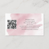 Carte De Visite Code QR éclaboussure de lavis aquarelle rose Fémin (Dos)