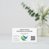 Carte De Visite Code QR Écotourisme Conservation Oiseau et Feuille (Debout devant)