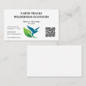 Carte De Visite Code QR Écotourisme Conservation Oiseau et Feuille (Devant / Derrière)