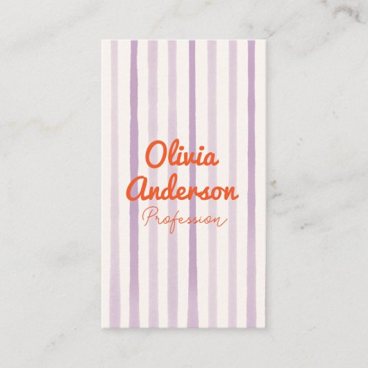 Carte De Visite Code QR Écrit main violet orange blanc Boho (Devant)