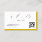 Carte De Visite Code QR écriture manuscrite moderne moutarde dorée (Dos)