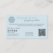 Carte De Visite Code QR écriture moderne bleue, Bougie Merci (Dos)