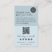 Carte De Visite Code QR écriture moderne bleue, Bougie Merci (Dos)