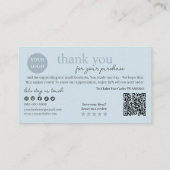 Carte De Visite Code QR écriture moderne bleue, Bougie Merci (Dos)