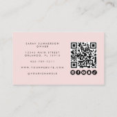 Carte De Visite Code QR écriture moderne rose noir Coiffeur (Dos)