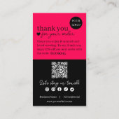 Carte De Visite Code QR écriture moderne rose vif, Bougie Merci (Dos)