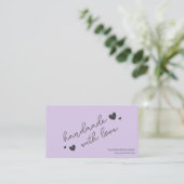 Carte De Visite Code QR écriture moderne violet, Bougie Merci (Debout devant)