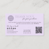 Carte De Visite Code QR écriture moderne violet, Bougie Merci (Dos)