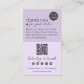 Carte De Visite Code QR écriture moderne violet, Bougie Merci (Dos)