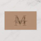 Carte De Visite Code QR écriture monogramme marron métallisé taupe (Devant)