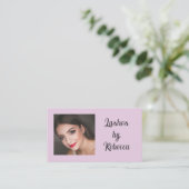 Carte De Visite Code QR Écriture Rose Pâle Photo Cil Affaires (Debout devant)