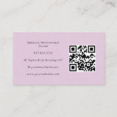 Carte De Visite Code QR Écriture Rose Pâle Photo Cil Affaires (Dos)