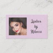 Carte De Visite Code QR Écriture Rose Pâle Photo Cil Affaires (Devant)