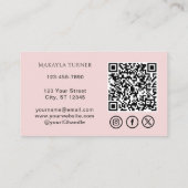 Carte De Visite Code QR écriture rose pâle Photo Salon de manucure (Dos)