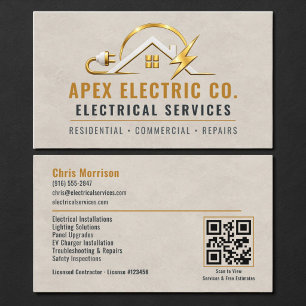 Carte De Visite Code QR Électricien Professionnel