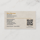 Carte De Visite Code QR Électricien Professionnel (Dos)