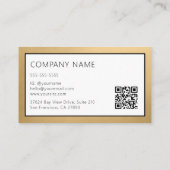 Carte De Visite Code QR élégant avec bordure en feuille d'or (Dos)