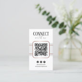 Carte De Visite Code QR Élégant Blanc Or Rose Connectez-Vous Avec (Debout devant)