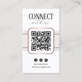 Carte De Visite Code QR Élégant Blanc Or Rose Connectez-Vous Avec (Devant)