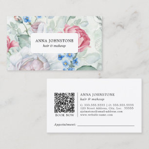 Carte De Visite Code QR Elegant Blooms Rendez-vous