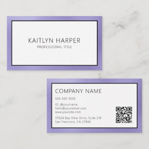Carte De Visite Code QR Elegant Bordé de Feuille de Pourpre