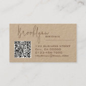 Carte De Visite Code QR élégant Classy Classy Minimalist Kraft (Dos)