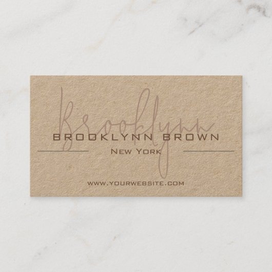 Carte De Visite Code QR élégant Classy Classy Minimalist Kraft (Devant)