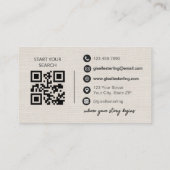 Carte De Visite Code QR élégant en lin pour agent immobilier (Dos)