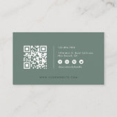 Carte De Visite Code QR élégant et vert de la forêt (Dos)