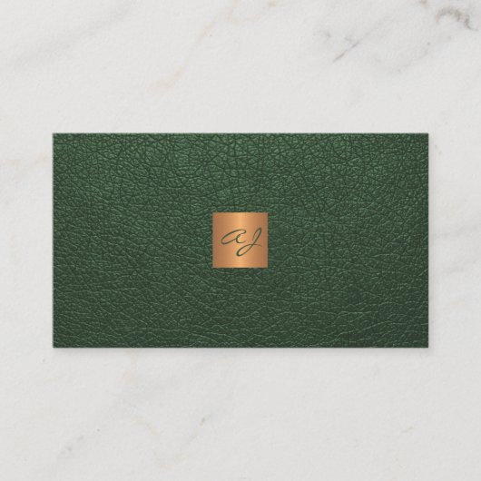 Carte De Visite Code QR élégant luxe vert or monogramme (Devant)