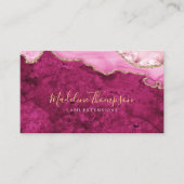 Carte De Visite Code QR élégant Magenta Rose Marbre Agate Géode (Devant)
