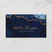Carte De Visite Code QR élégant Marine Marbre Bleu Agate Géode (Devant)