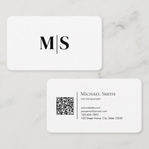 Carte De Visite Code QR élégant minimaliste noir sur finition papi