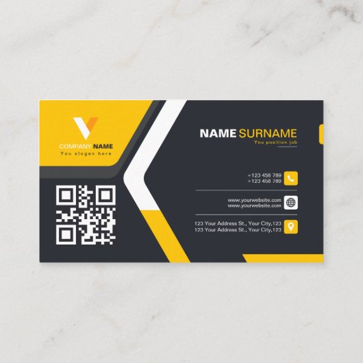 Carte De Visite Code Qr élégant moderne (Dos)