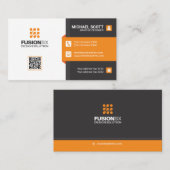 Carte De Visite Code QR élégant moderne - orange (Devant / Derrière)