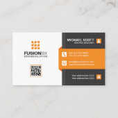 Carte De Visite Code QR élégant moderne - orange (Devant)