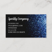 Carte De Visite Code QR élégant noir à faux éclat bleu foncé (Devant)