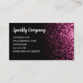 Carte De Visite Code QR élégant noir fausse brillance rose foncé (Devant)