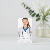 Carte De Visite Code QR Elegant OBGYN Obstétricien Gynécologue Bu (Debout devant)