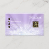 Carte De Visite Code QR Elegant Pailleté Violet Monogramme (Devant)