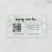 Carte De Visite Code QR Élégant Paillettes Holographiques Beauté (Dos)