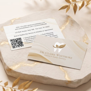 Carte De Visite Code QR élégant pour cabinet dentaire en or