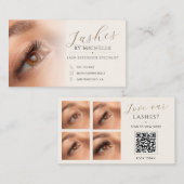 Carte De Visite Code QR élégant pour technicien de cils avec photo (Devant / Derrière)